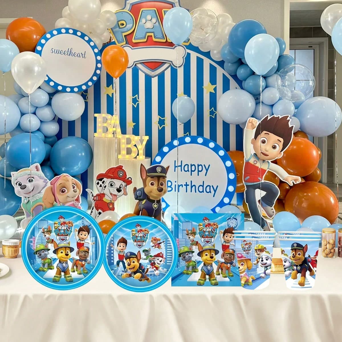 Set di decorazioni per feste di compleanno a tema Paw Patrol, combinazione completa di forniture per feste, il set completo di forniture per feste