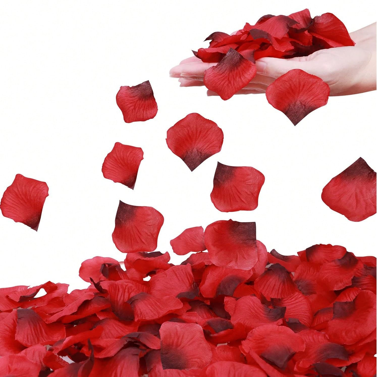 500/1000/2000/3000 pezzi Petali di rosa rossa artificiali profondi, fiori fatti a mano romantici, adatti per matrimoni, feste, decorazione di stanze,