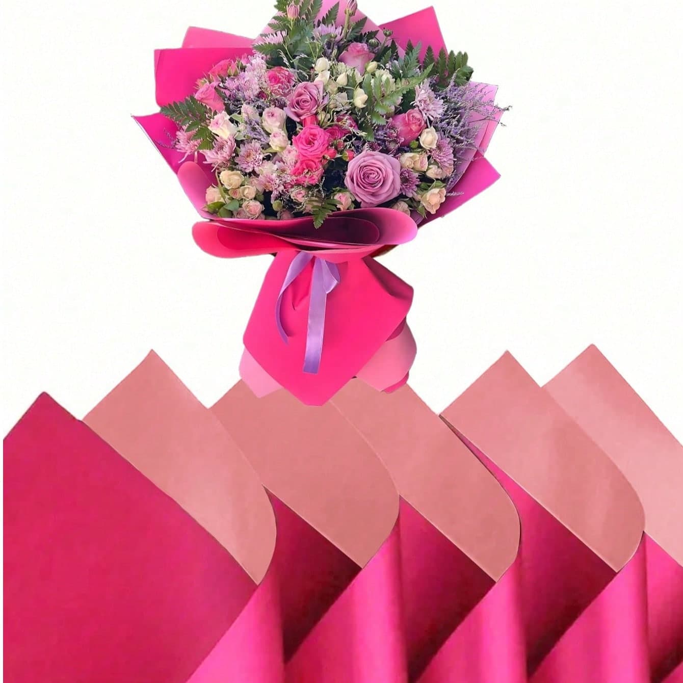 20 Fogli, Carta da Imballaggio Floreale - Carta Impermeabile per profumo di San Valentino per Artigianato FAI DA TE, Forniture Fioristiche per