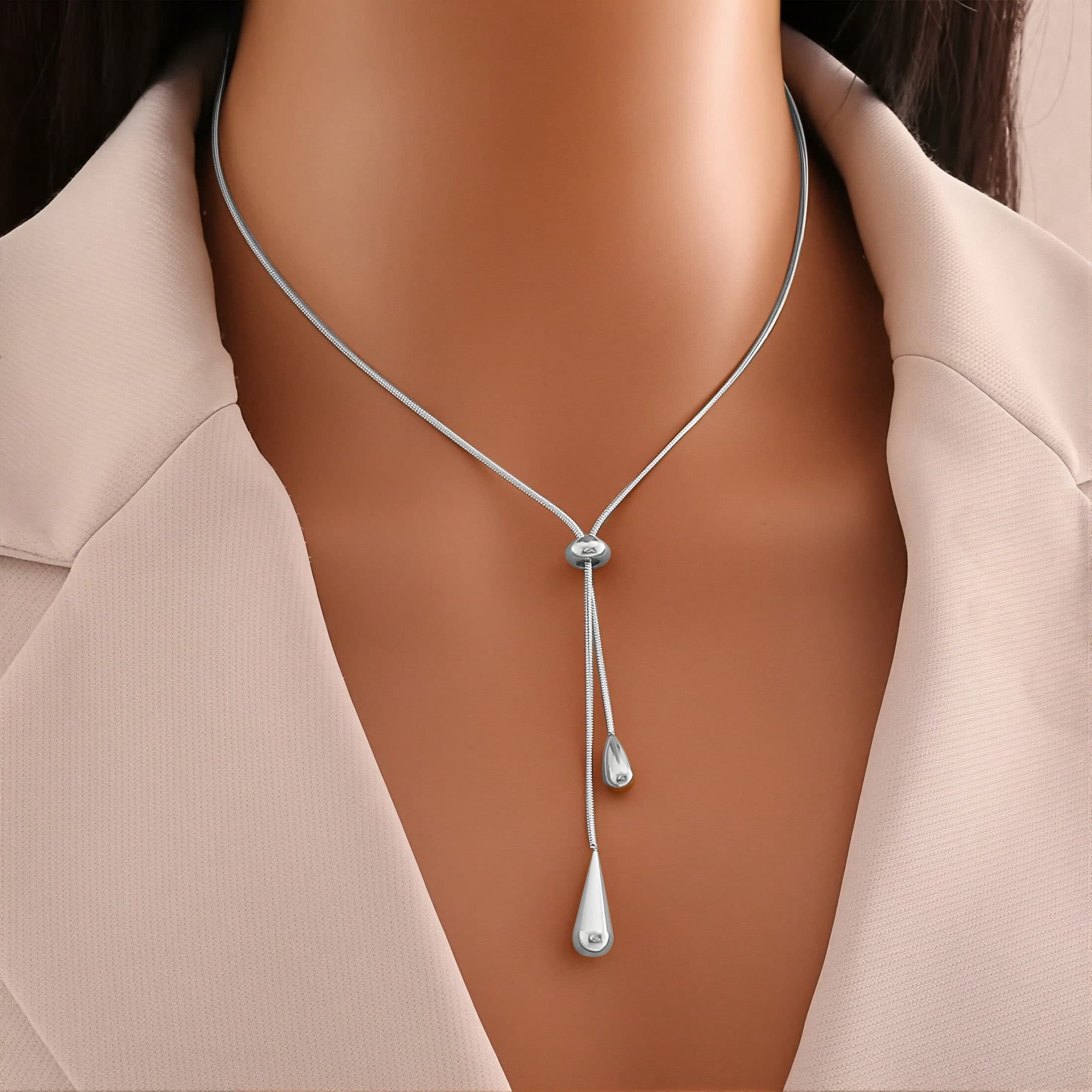 1 pezzo Collana con ciondolo a goccia vintage in acciaio inossidabile di alta qualità e stile minimalista