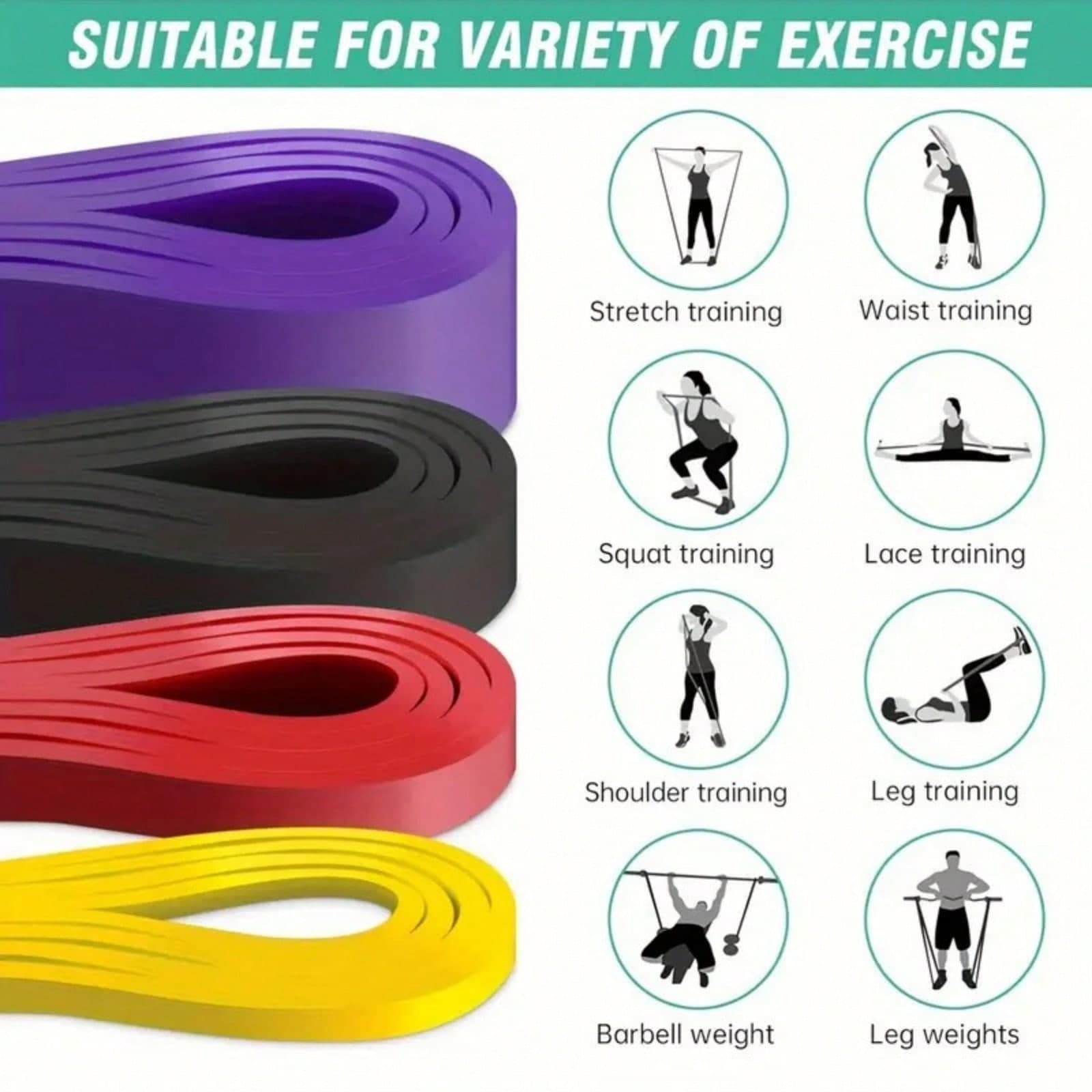Set di fasce elastiche per allenamento a 5 livelli, bande di resistenza per assistenza trazioni, in silicone elastico per fisioterapia, stretching e
