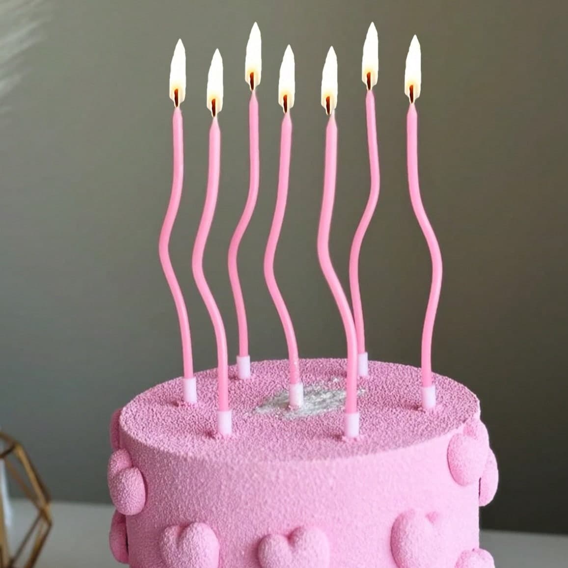6 pezzi di candele curve rosa macaron per decorazione torta di compleanno