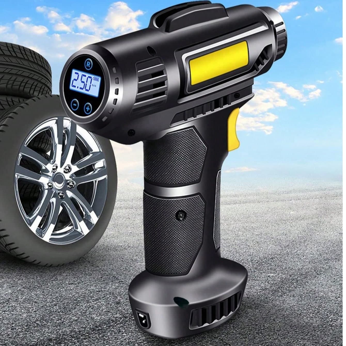 Compressore d'aria portatile per gonfiaggio pneumatici - Pompa d'aria portatile, display LCD di pressione accurato, gonfiaggio 3 volte più veloce per