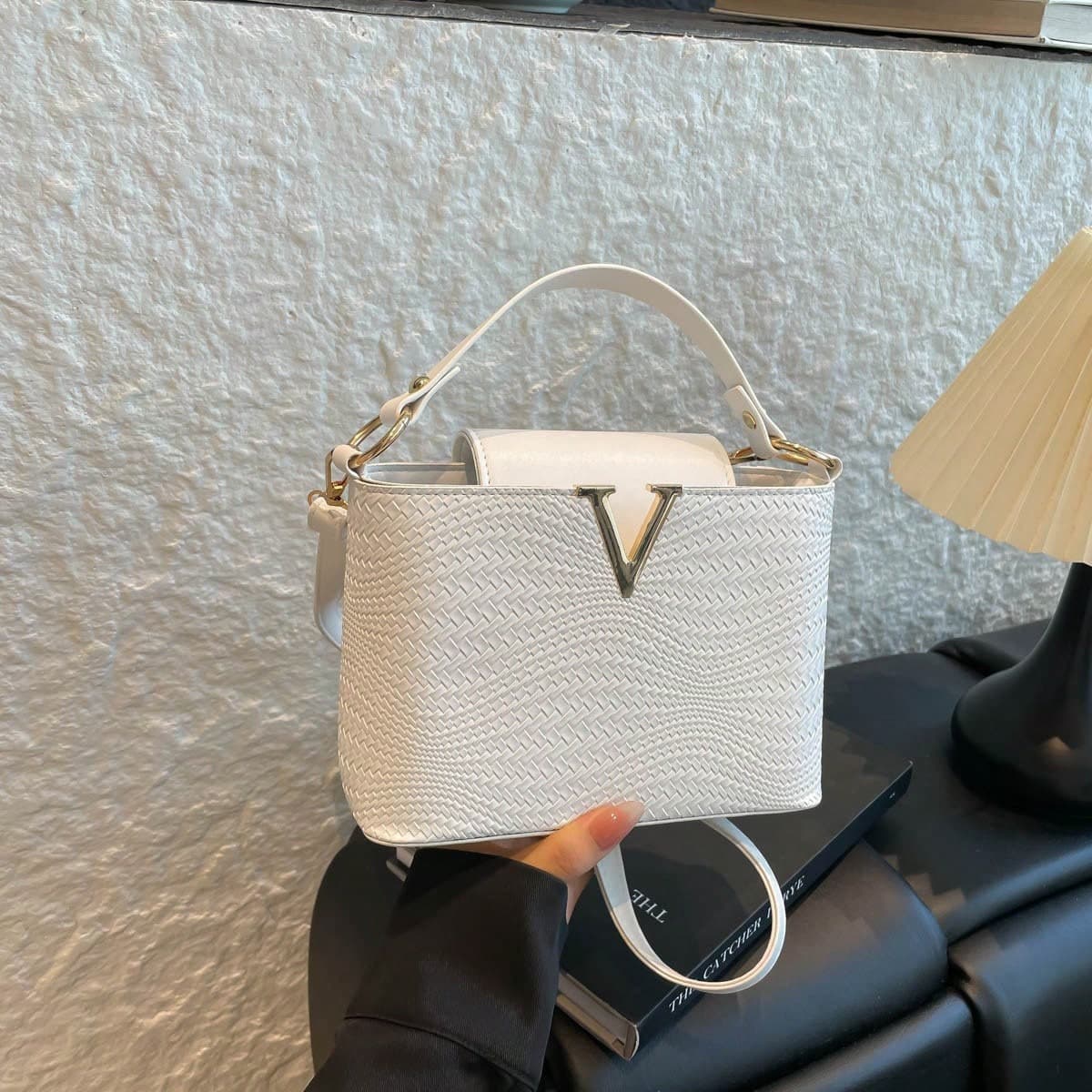 Borsa a mano di lusso per donna, borsa a spalla di marca, borsa a tracolla con motivo a onde e texture in pietra di alta qualità, borsa versatile di
