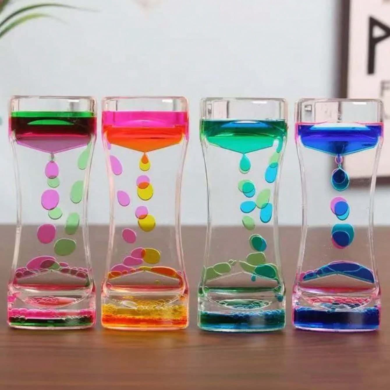 1 pezzo Timer liquido bicolore, guscio in acrilico a forma di vita, senza batteria, timer decorativo unico adatto per scrivania, libreria e comodino,