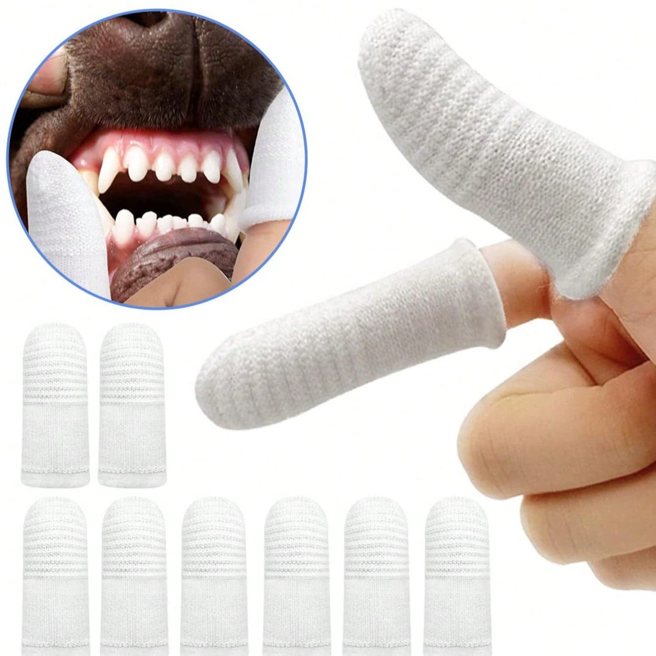 1/5/10 Paia di Guanti Spazzolini da Dito per Animali Domestici, Strumento per la Pulizia Orale dei Denti di Cuccioli e Gattini, Accessori e Forniture