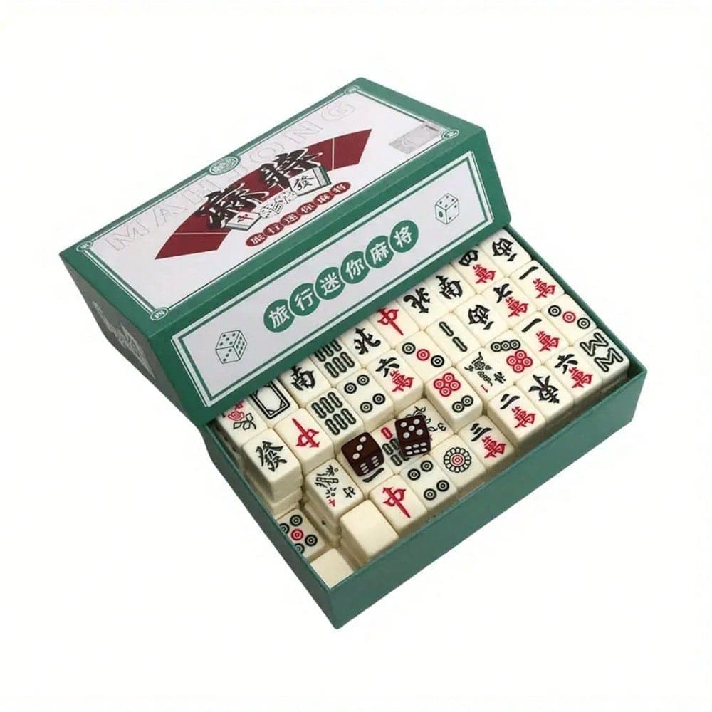 Set di Mahjong Mini Autentico, Gioco da Tavolo Portatile in Scatola, Adatto per Intrattenimento Familiare e Divertimento all'Aperto, Gioco