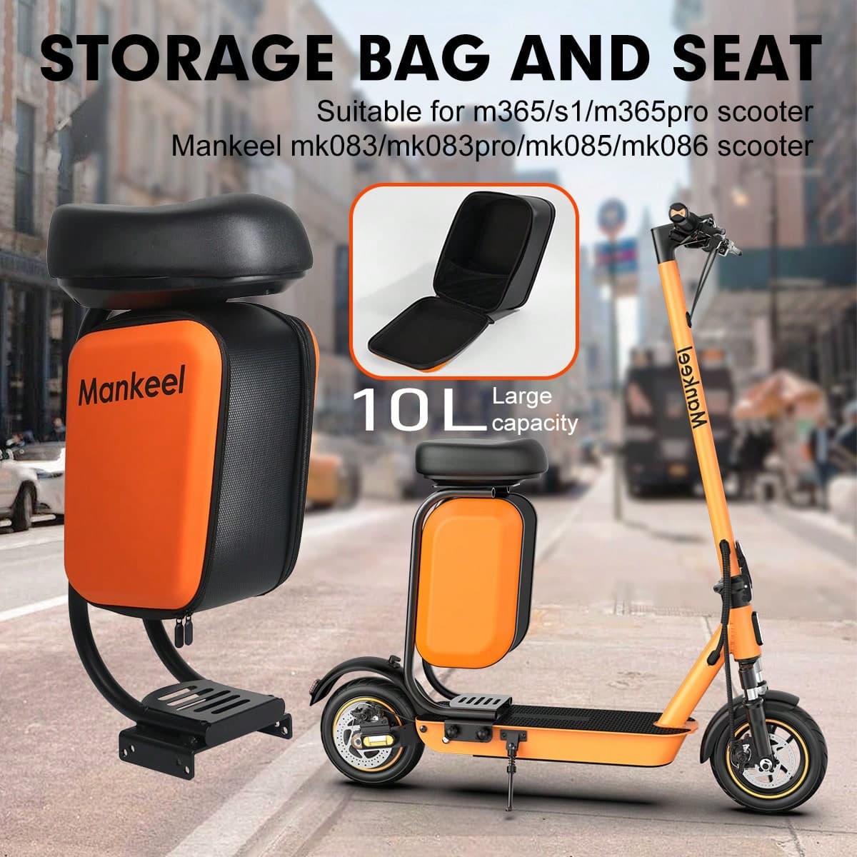 Sedile multifunzionale per monopattini elettrici, comodo accessorio per sedile monopattino con grande borsa, accessori e ricambi per monopattini,