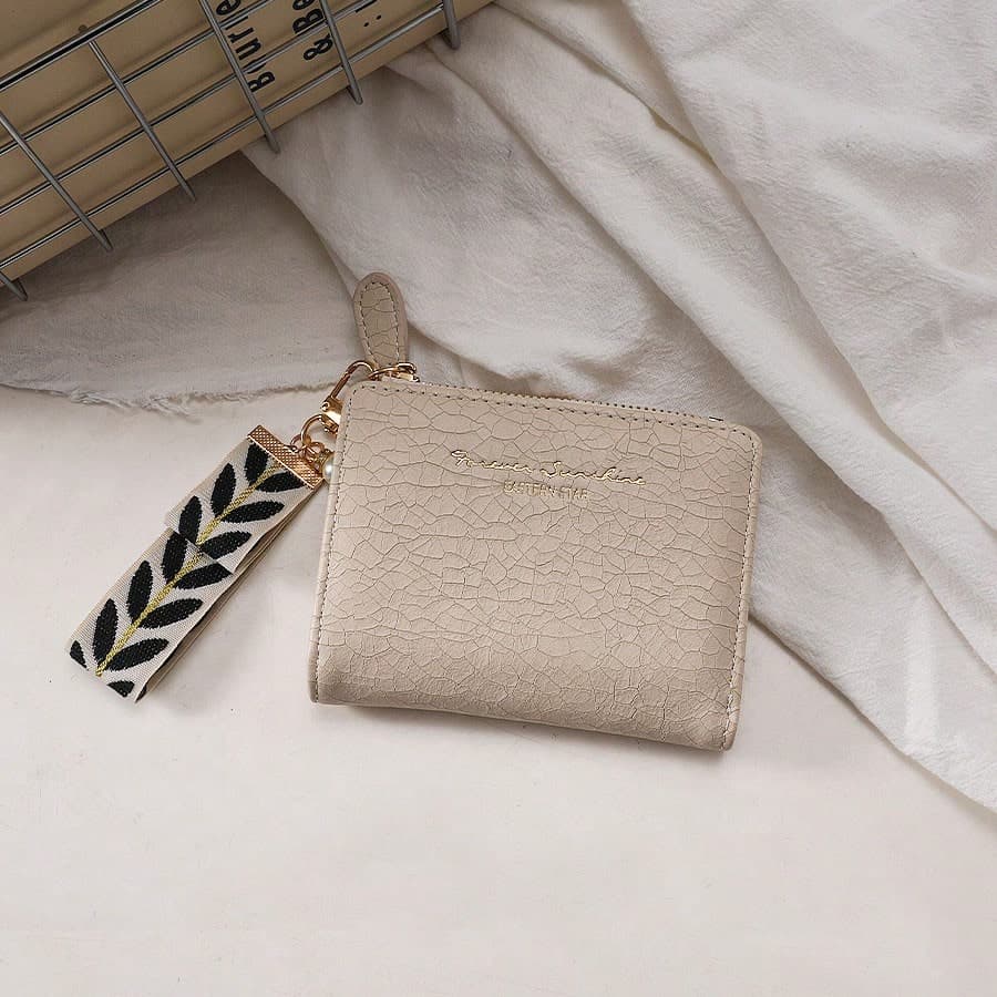 1 pezzo Portafoglio pendente bianco latte, portafoglio pieghevole in stile coreano vintage, borsellino artistico con bottone a scatto in stile Mori