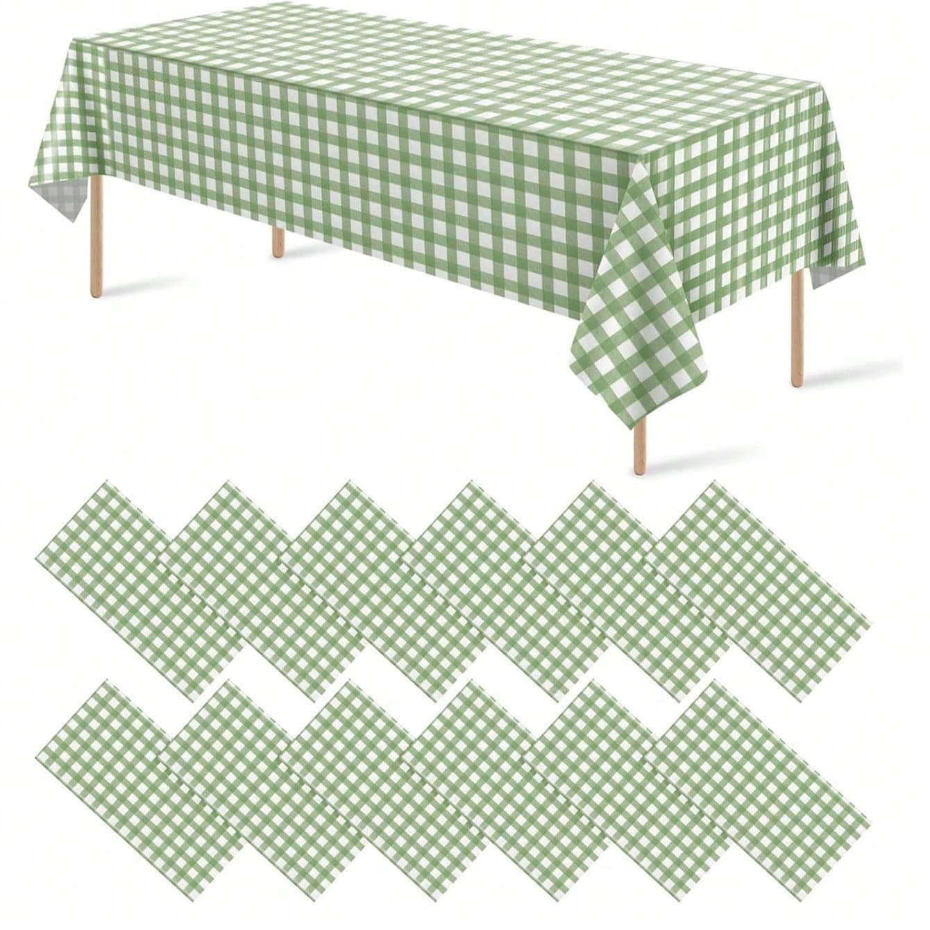 1/3 pezzi Tovaglia monouso a quadri verdi 54 X 108 pollici Rettangolare Tovaglia a scacchi per picnic Adatta per feste di compleanno, feste a tema