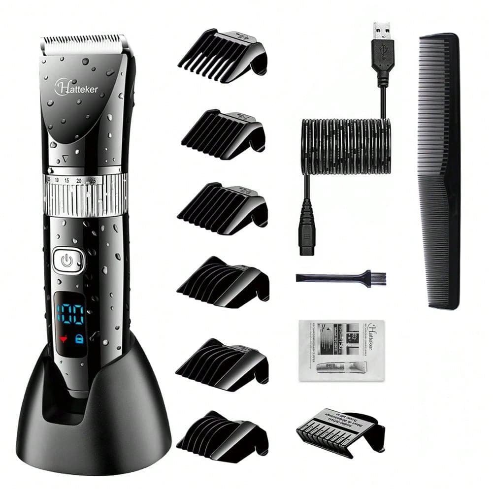 Tagliacapelli Hatteker Tagliacapelli elettrico professionale con display LCD, batteria USB wireless e impermeabile