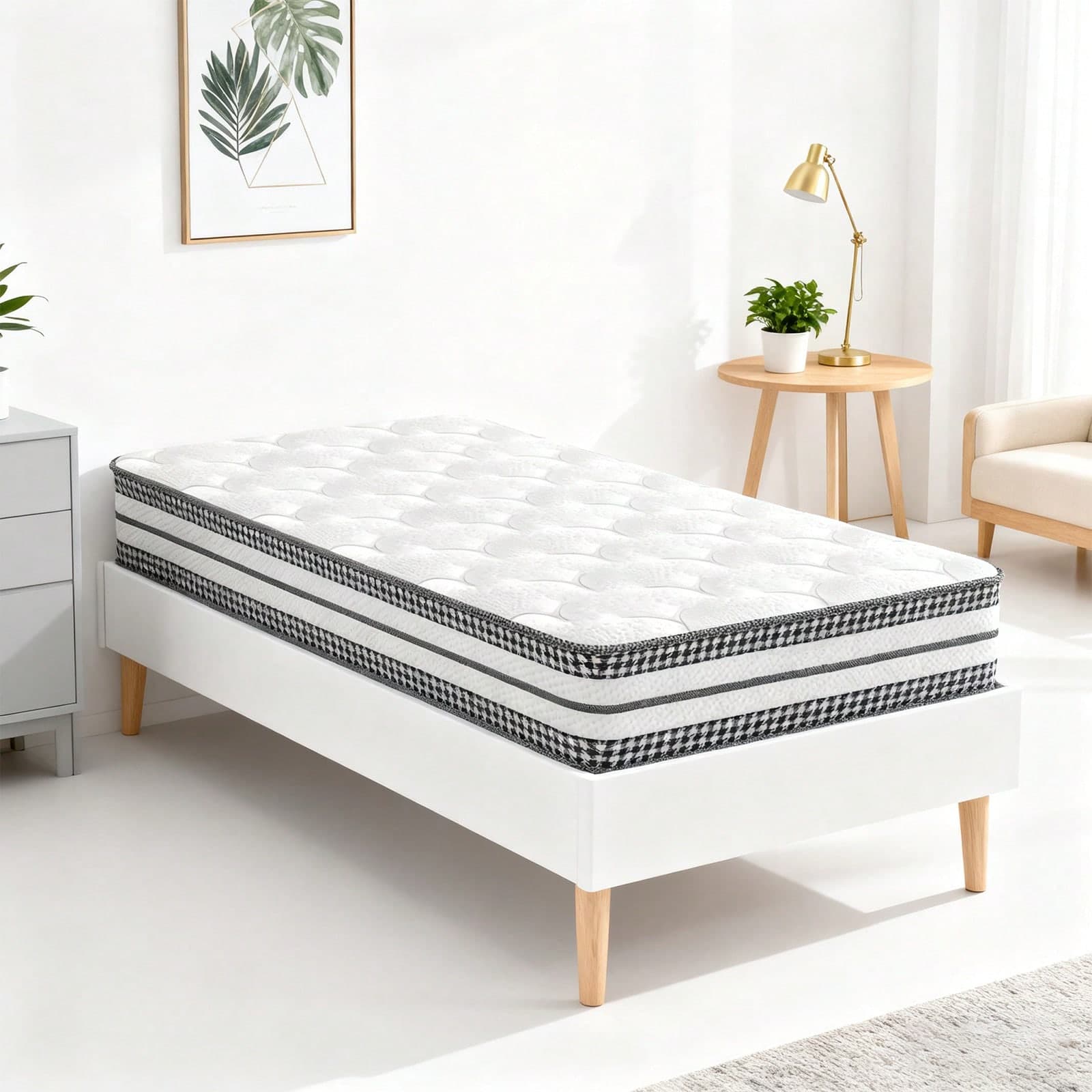 Colore quadriglia nero e bianco! 90*200cm, larghezza totale 26cm Matelas mi-ferme: mousse à mémoire de forme con reparti ensachés indépendants +