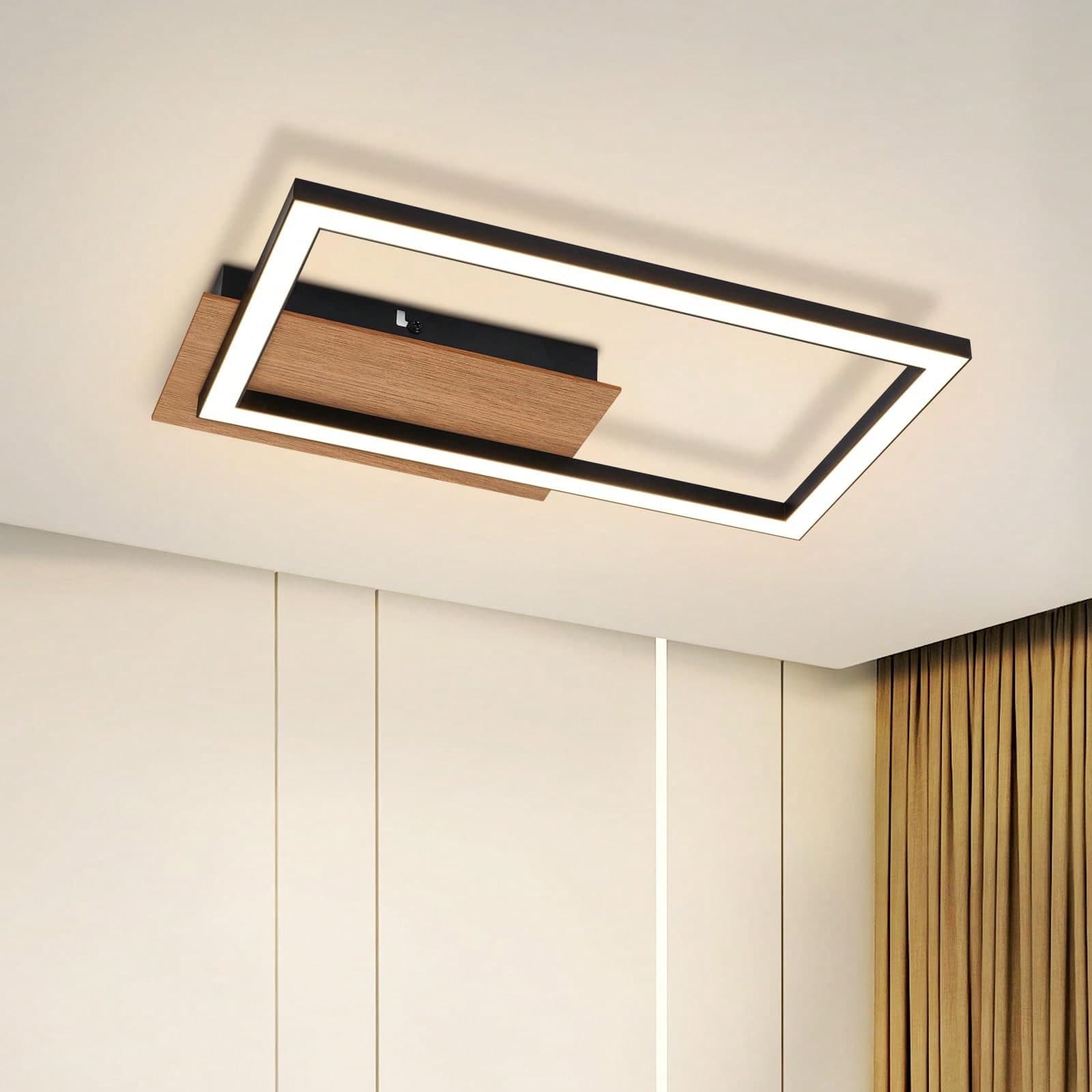 Plafoniera a 1/2 LED, moderna lampada da soffitto per camera da letto o soggiorno, 1 luce, 12 W, lampada da soffitto in legno, colore legno, bianco