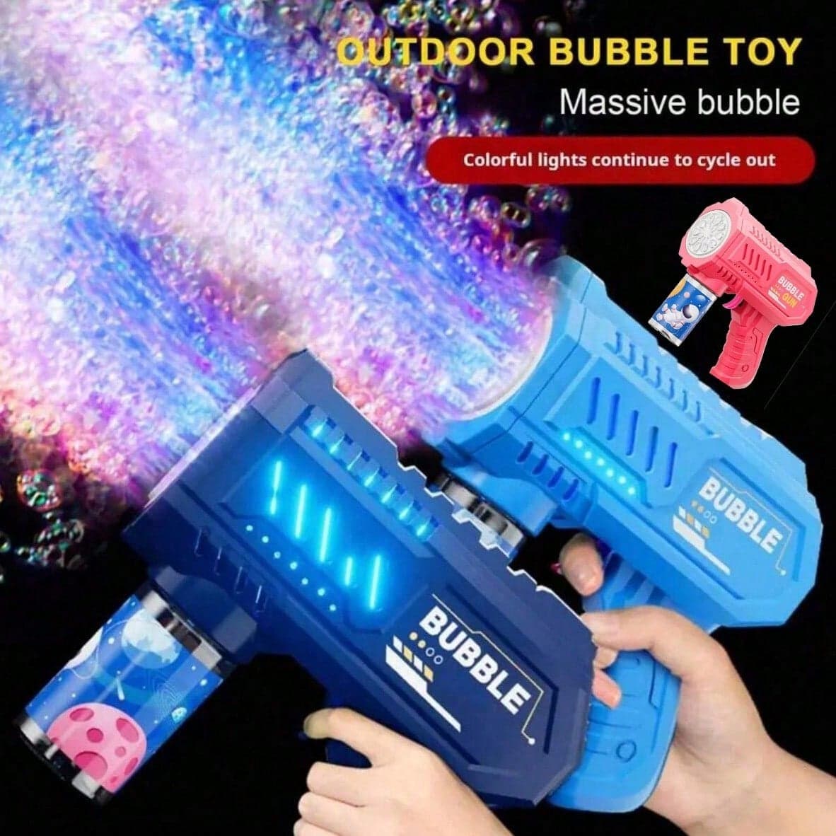 Macchina automatica per bolle a 10 fori con luce, giocattolo per feste di bambini, regalo per intrattenimento interno/esterno per famiglia e amici