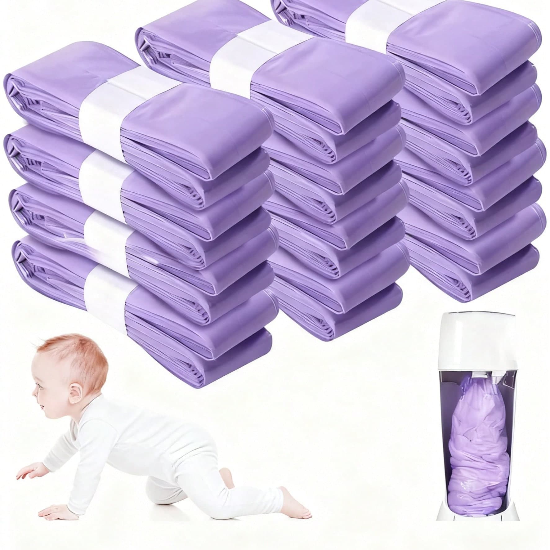 1 pezzo/2 pezzi/4 pezzi/6 pezzi/8 pezzi/10 pezzi Sacchetti per lo smaltimento dei pannolini viola, adatti per Twist & Click, Tommee Tippee, Sangenic