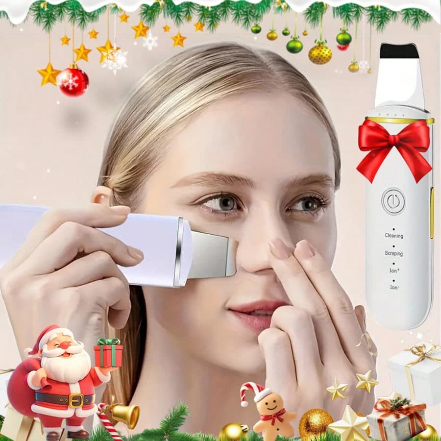 Detergente viso a ultrasuoni - Ricaricabile USB, raschietto viso vibrante con rimozione dei punti neri, ugello per sollevamento ed esfoliazione,