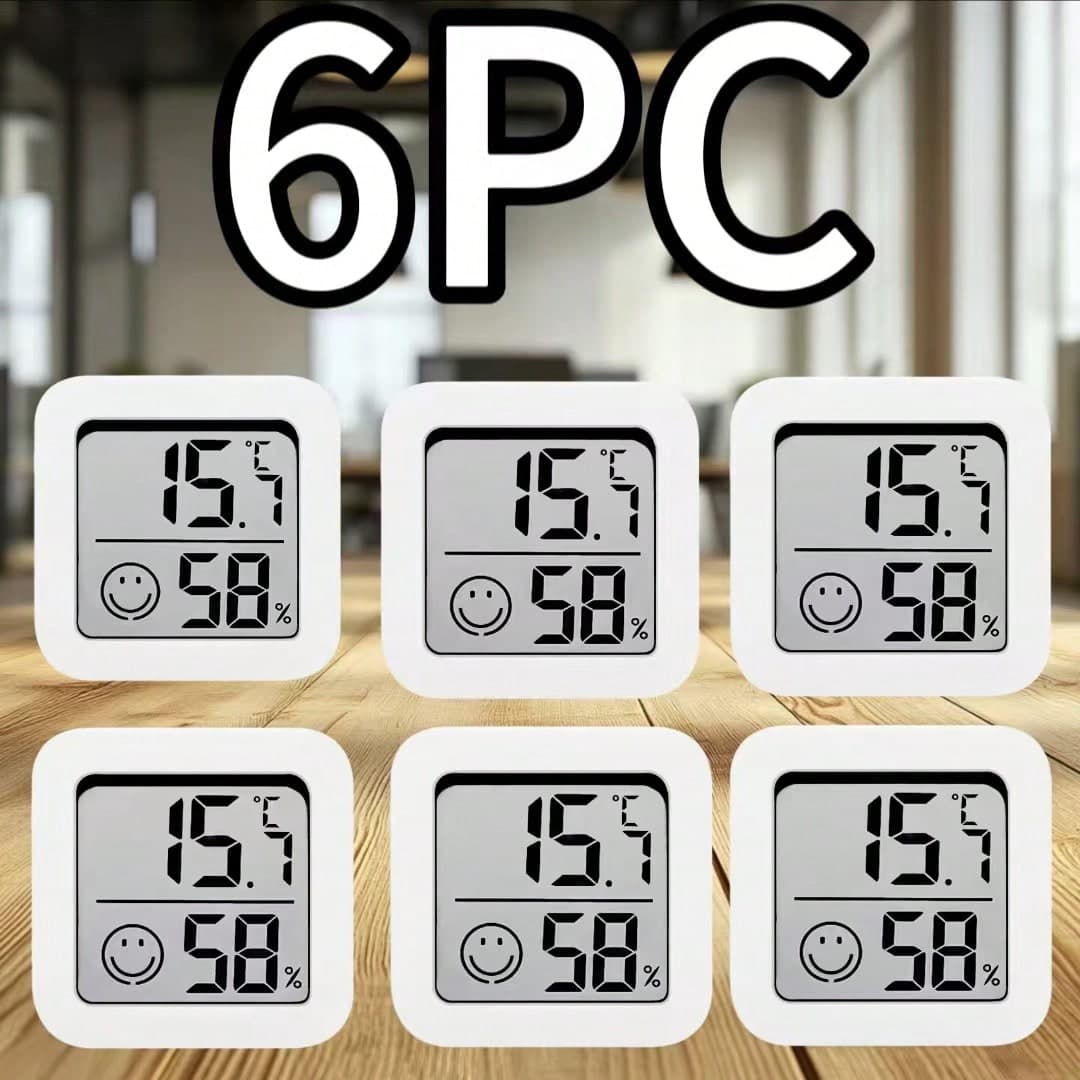 6 pezzi Termometro digitale (nero, bianco, rosa) - Termometro interno Mini monitor di temperatura e umidità - Con display di temperatura e