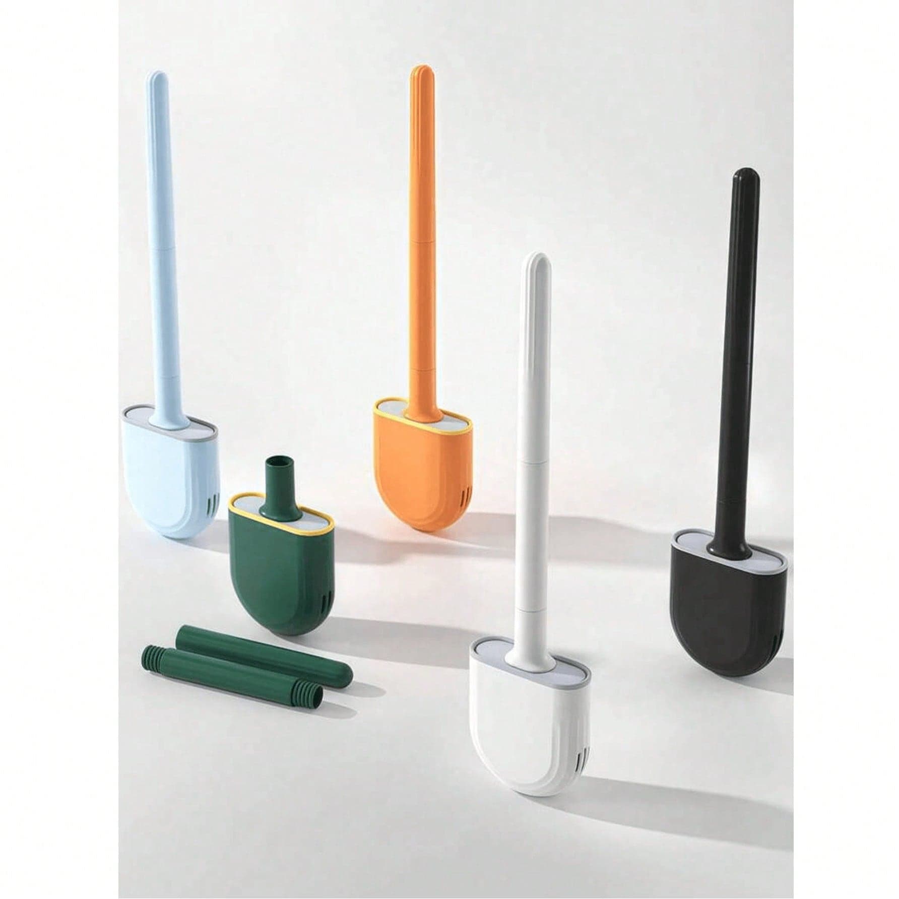 Spazzola per WC in silicone, spazzola da pulizia domestica compatta da parete, spazzola per WC con manico lungo rimovibile e fori di ventilazione