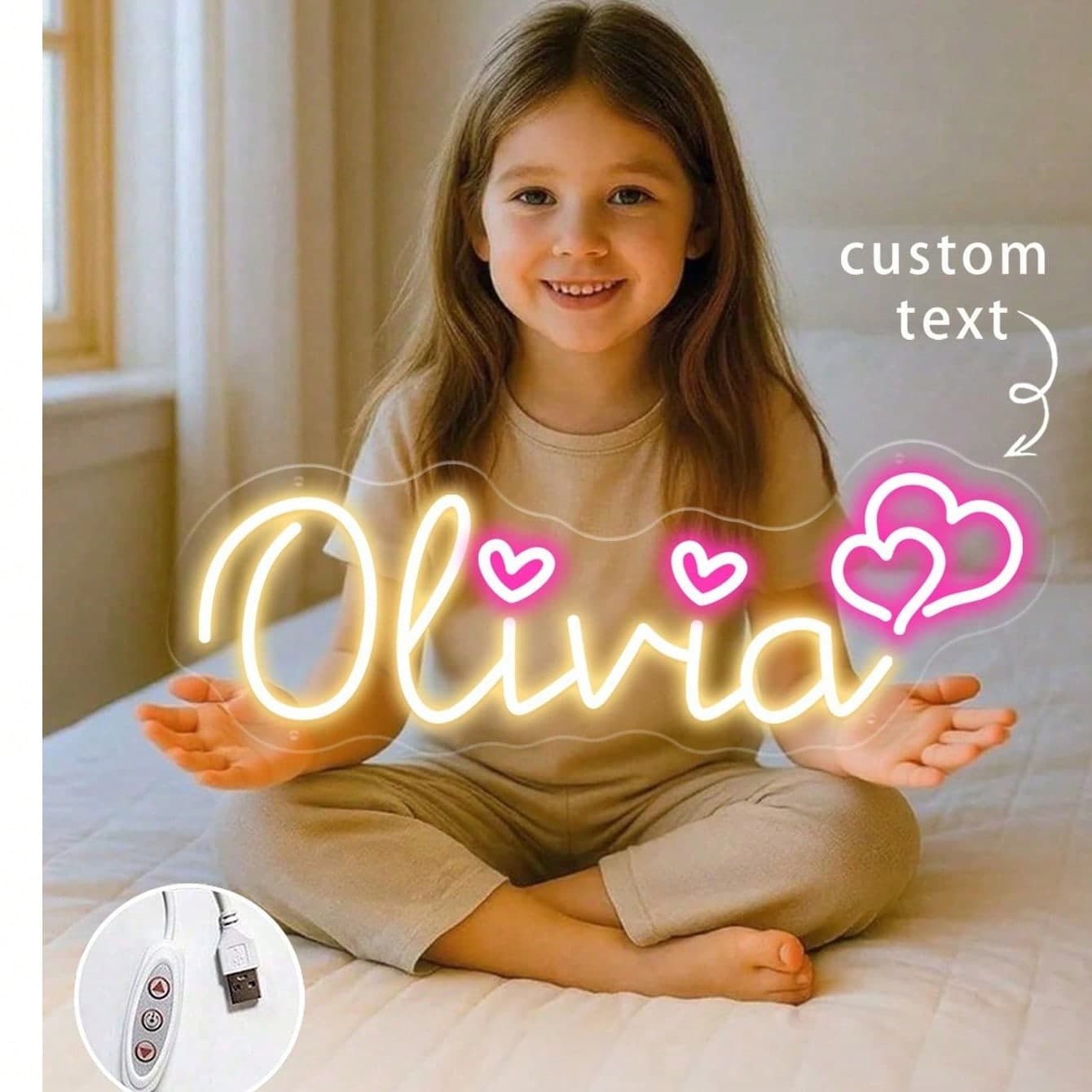 Insegna al neon personalizzata per la camera da ragazza, luce al neon con nome personalizzato per la decorazione della camera dei bambini, decorazione