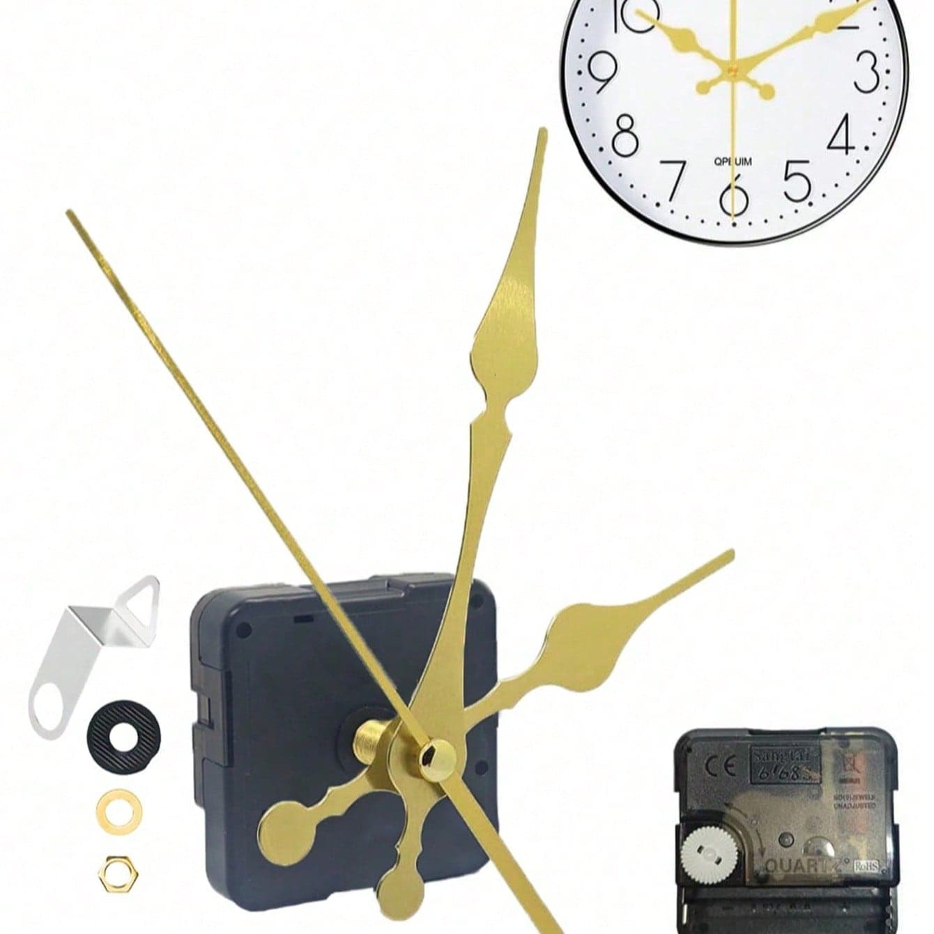 1 Set di movimento orologio silenzioso, include 1 meccanismo e 3 lancette di ricambio, adatto per riparazione di orologi da cucina/sveglia/da parete,