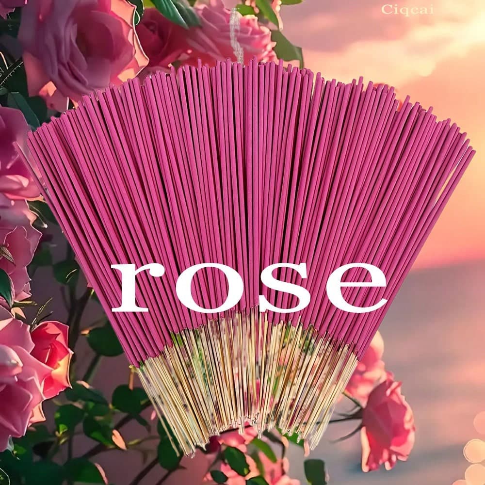 Bastoncini di incenso profumati a rosa da 22 cm, bastoncini di incenso al profumo di bambù - incenso rosa, adatto per la decorazione della casa, lo