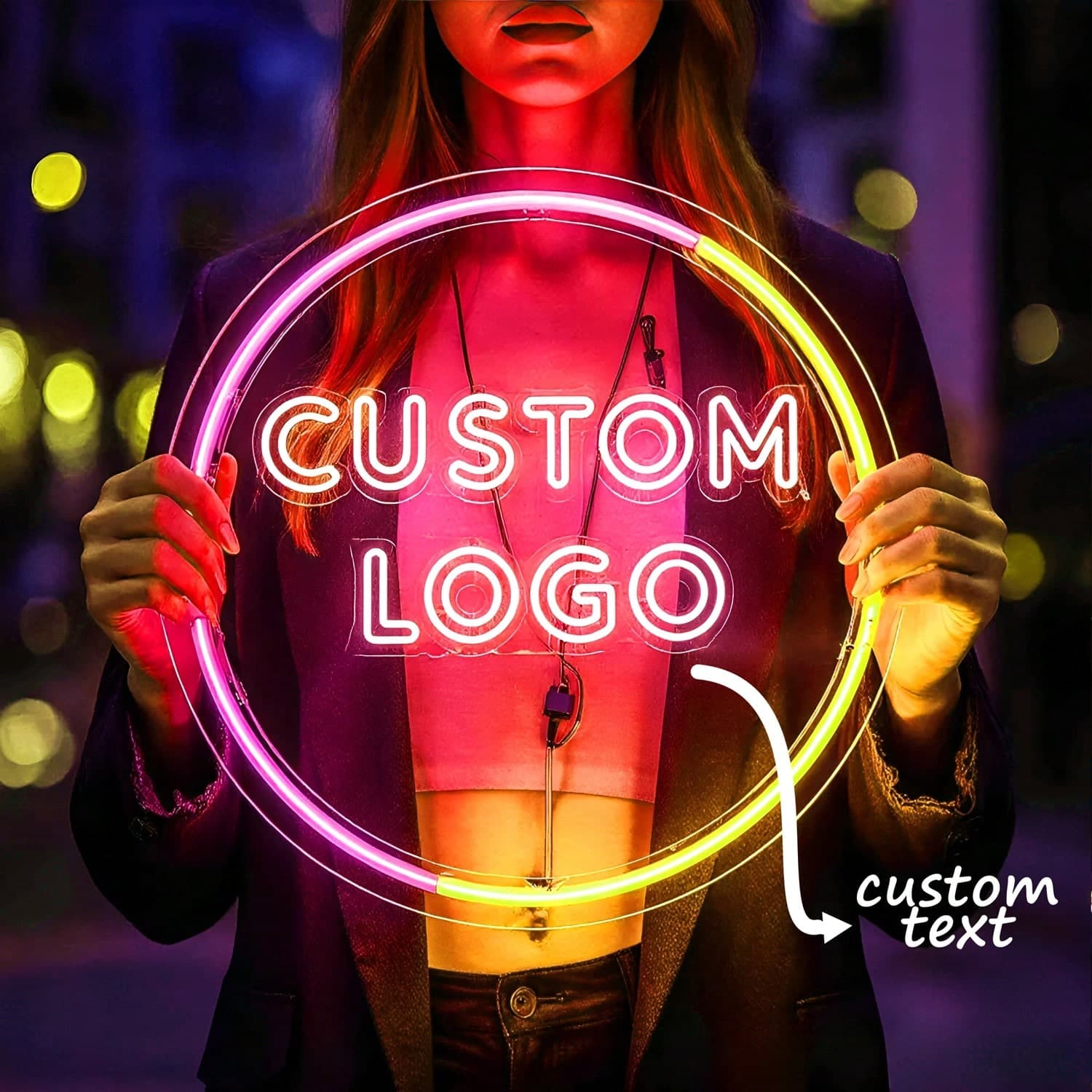 Insegna al neon personalizzata, arte intagliata 3D | Mini insegna al neon | Insegna LED USB | Insegna al neon con logo rotondo personalizzato |