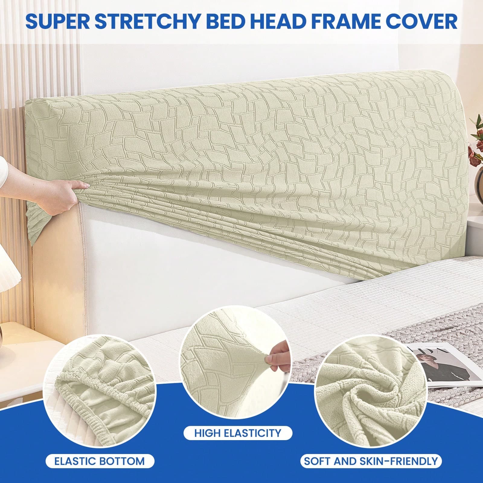 Copri Testiera Letto, Copri Spalliera Letto Matrimoniale/Singolo Elasticizzata, Copertura Testata Letto Matrimoniale Lavabile, Headboard Cover