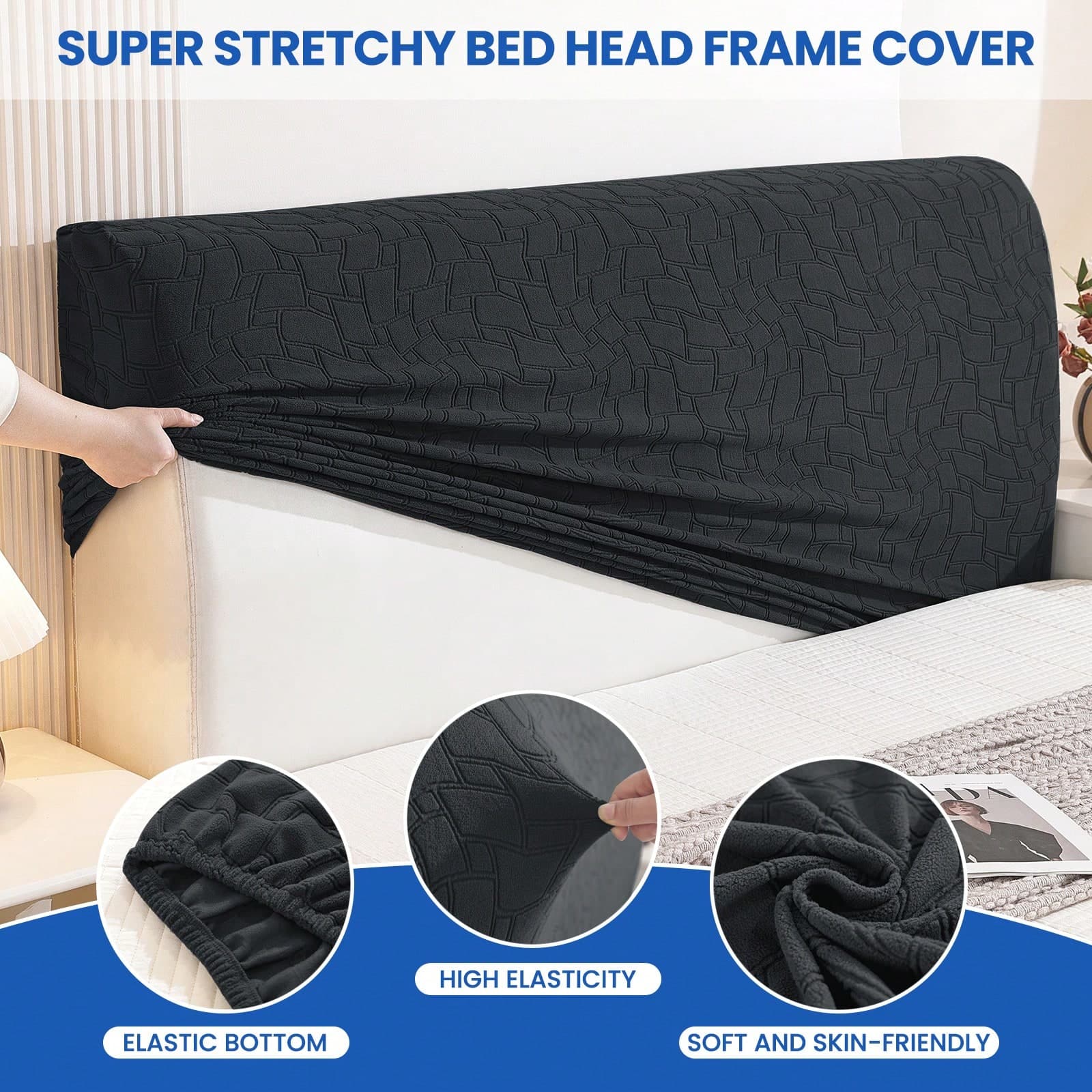 Copri Testiera Letto, Copri Spalliera Letto Matrimoniale/Singolo Elasticizzata, Copertura Testata Letto Matrimoniale Lavabile, Headboard Cover