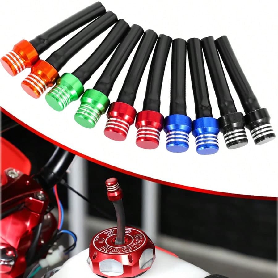 2 pezzi Valvola di sfiato serbatoio olio universale CNC con tubo flessibile e valvola di ritegno, sfiato in alluminio adatto per ATV, motociclette,