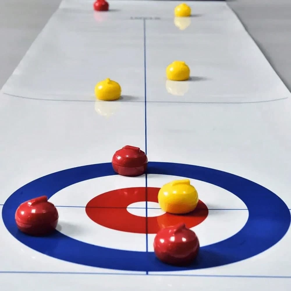 1 Set Gioco da tavolo di curling progettato per l'intrattenimento domestico, adatto per adolescenti e adulti, include 8 pietre da curling scorrevoli,