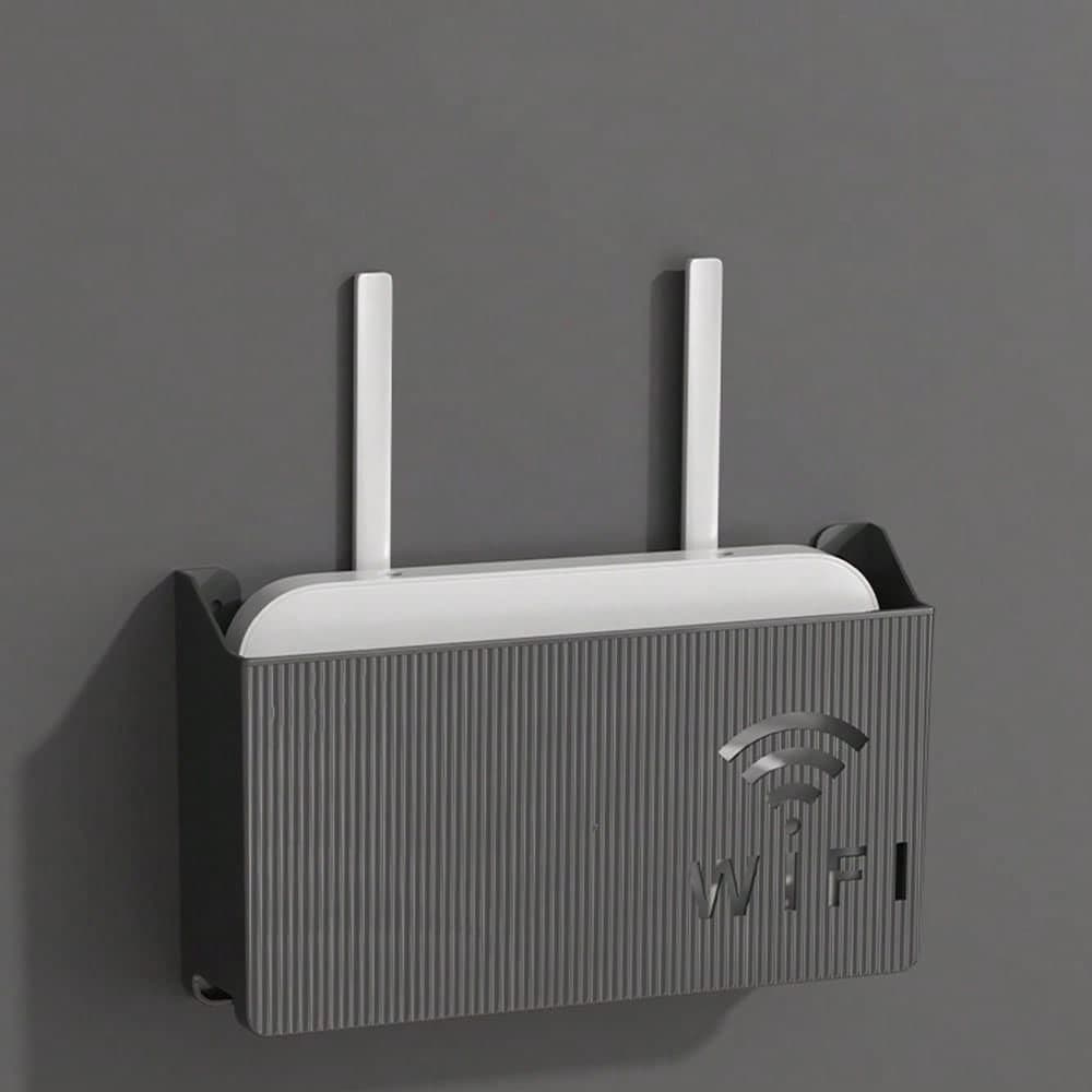 1 pezzo Scatola di stoccaggio per router Wi-Fi da parete, doppia fissazione con viti e adesivo per maggiore stabilità