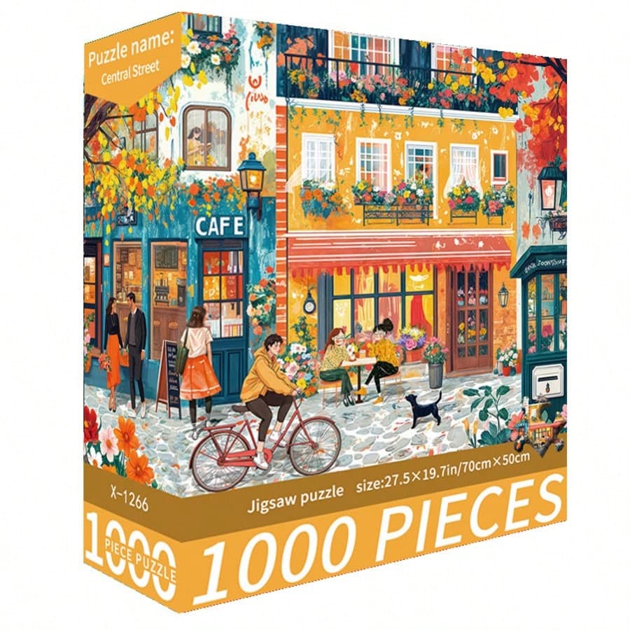 1000 pezzi Puzzle, dimensione 70cm*50cm, paesaggio dipinto ad olio e motivo cartoni animati, sollievo dallo stress per adulti, arte decorativa, adatto