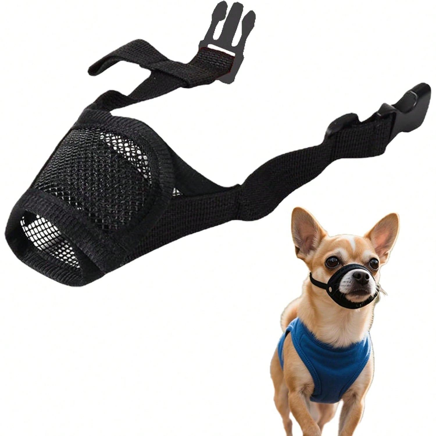 Museruola regolabile e traspirante anti-morso per cani, adatta per cani di piccola e media taglia, accessori per animali domestici anti-morso per cani