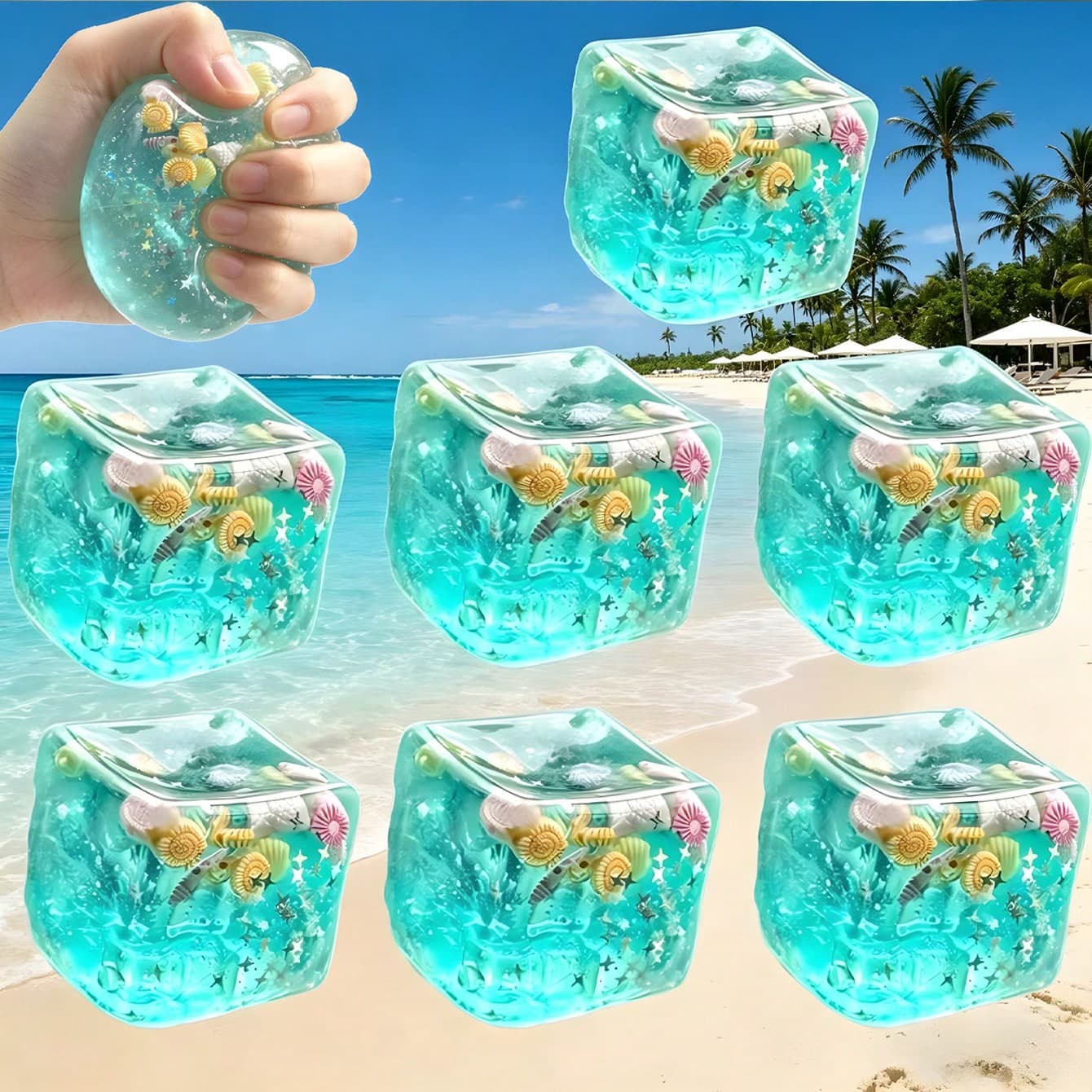 1 pezzo Pallina morbida a forma di conchiglia marina, giocattolo acquatico antistress estivo, adatto per bambini e adulti, regalo per compleanno,