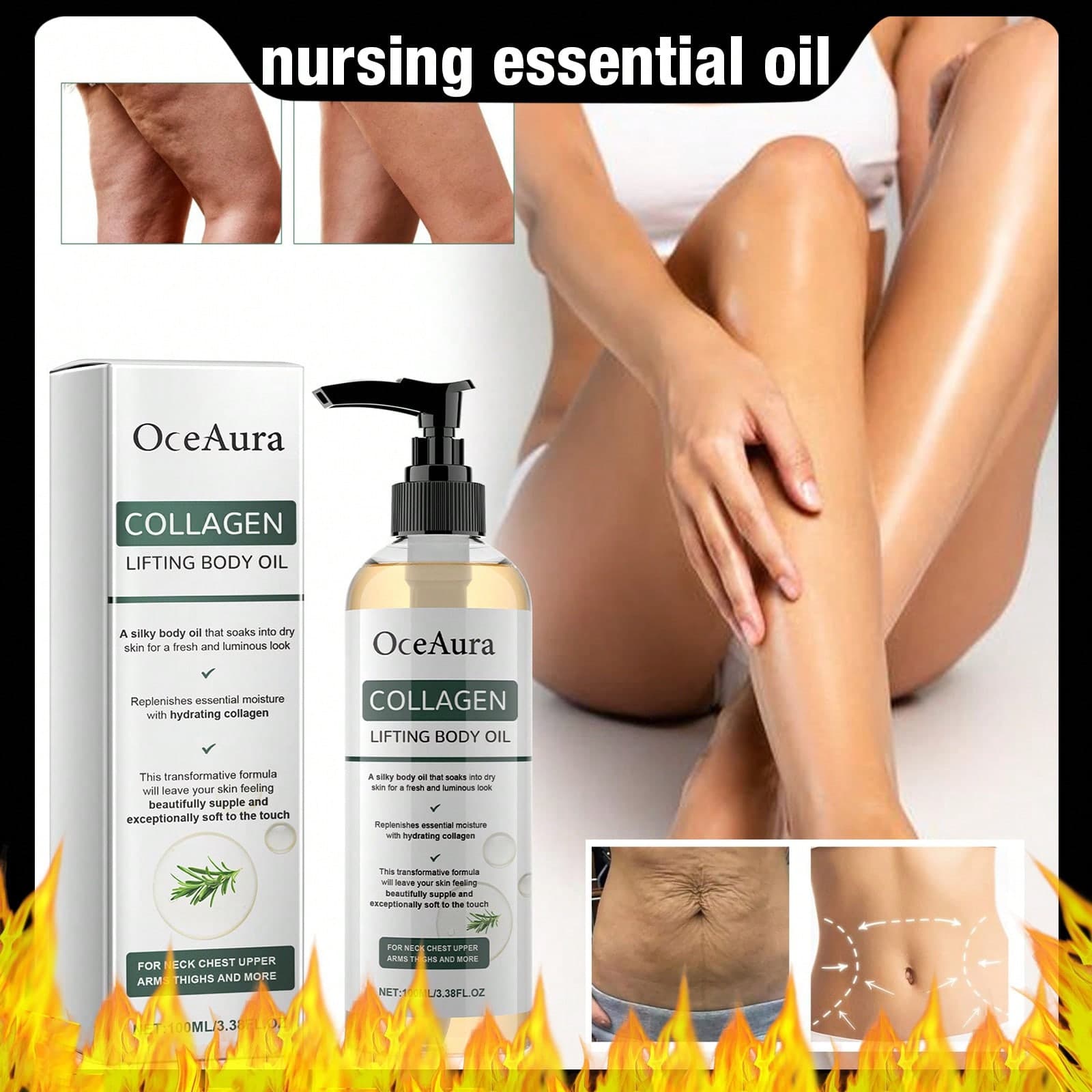 100ml Olio per la cura del corpo/Olio essenziale di rosmarino riscaldante/idratante e nutriente per la pelle delle braccia, texture confortevole, olio