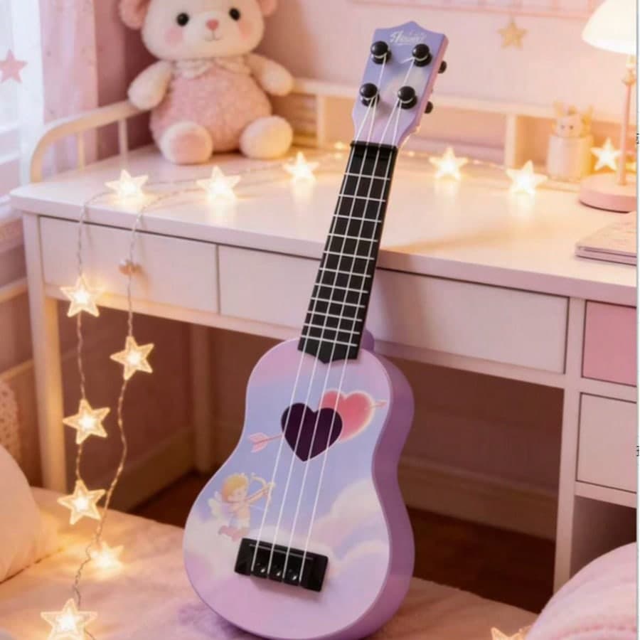 Mini ukulele a cartoni animati per bambini, strumento musicale per principianti per bambini piccoli, ukulele a forma di gatto, chitarra per bambini