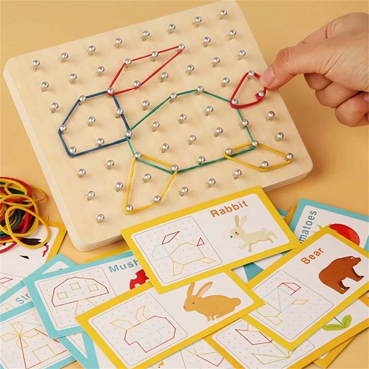 Set di giocattoli puzzle geometrici in legno con pannello di supporto, per sviluppare il pensiero, l'orientamento spaziale, la creatività e