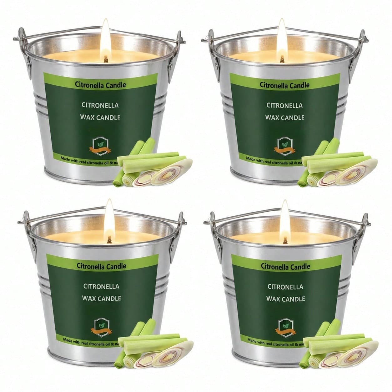 4 pezzi Candele alla citronella per esterni, lattine di metallo creative e anti-perdita, candele alla citronella per esterni, candele in lattine di