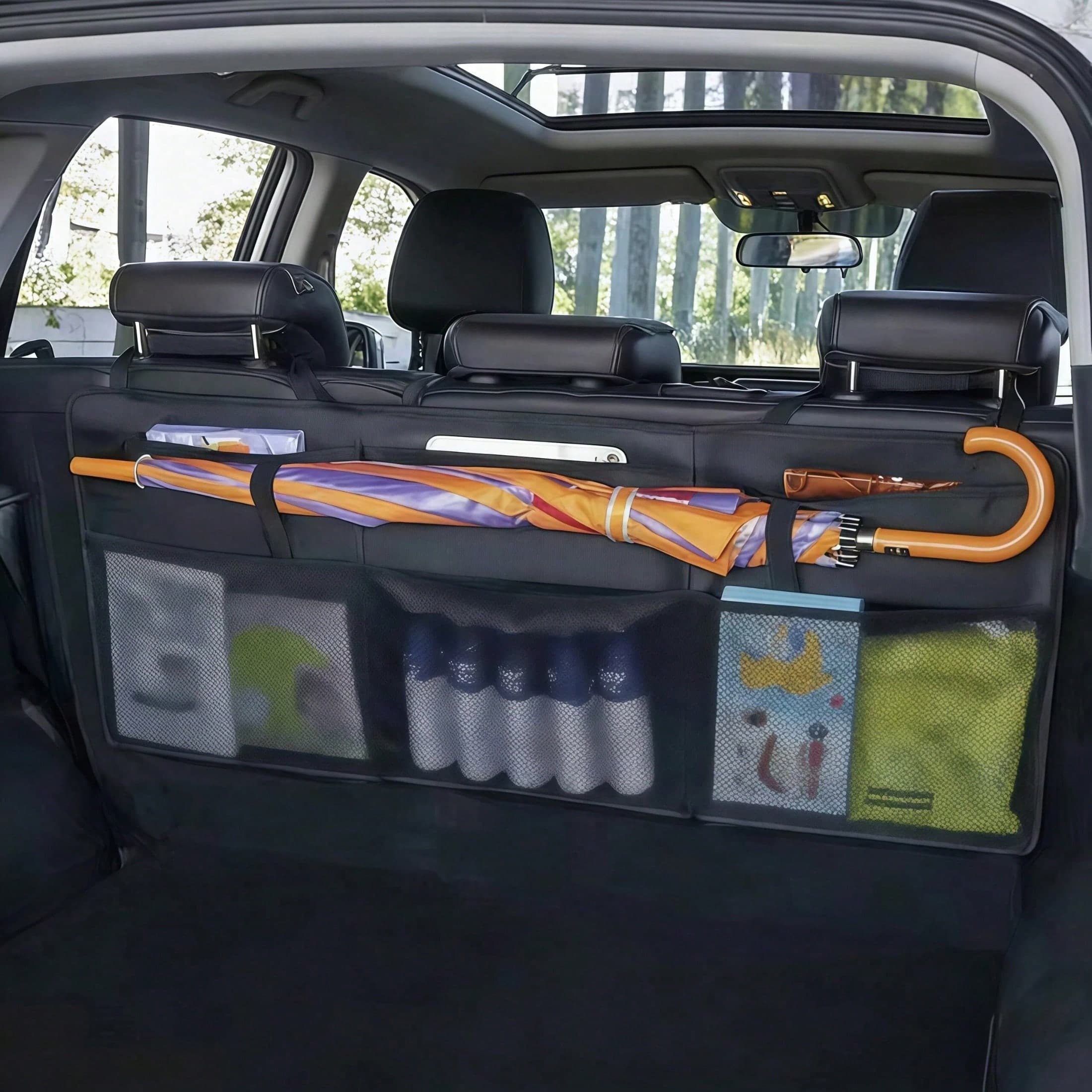 Borsa portaoggetti per il bagagliaio dell'auto in tessuto Oxford, organizer pieghevole da appendere al sedile posteriore, borsa portaoggetti