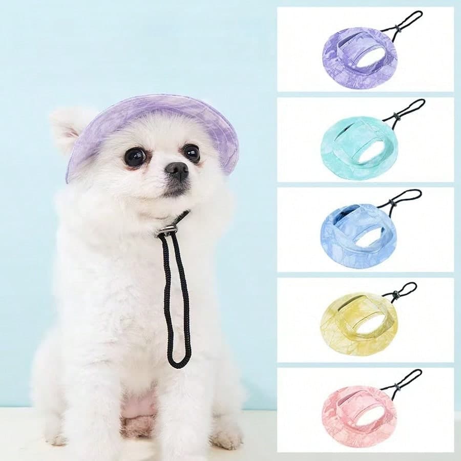 Cappello da secchio per animali domestici - Design con orecchie scoperte, regolabile, cappello protettivo dal sole per gatti e cani, adatto per
