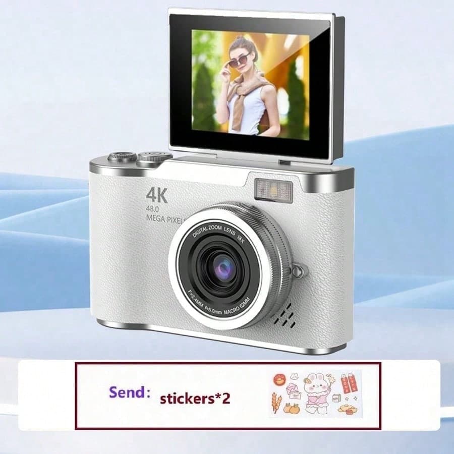 4K HD Mini Telecamera, supporta la registrazione video, memoria da 128GB, include fotocamera digitale regalo, fotocamera digitale e 2 adesivi, ideale