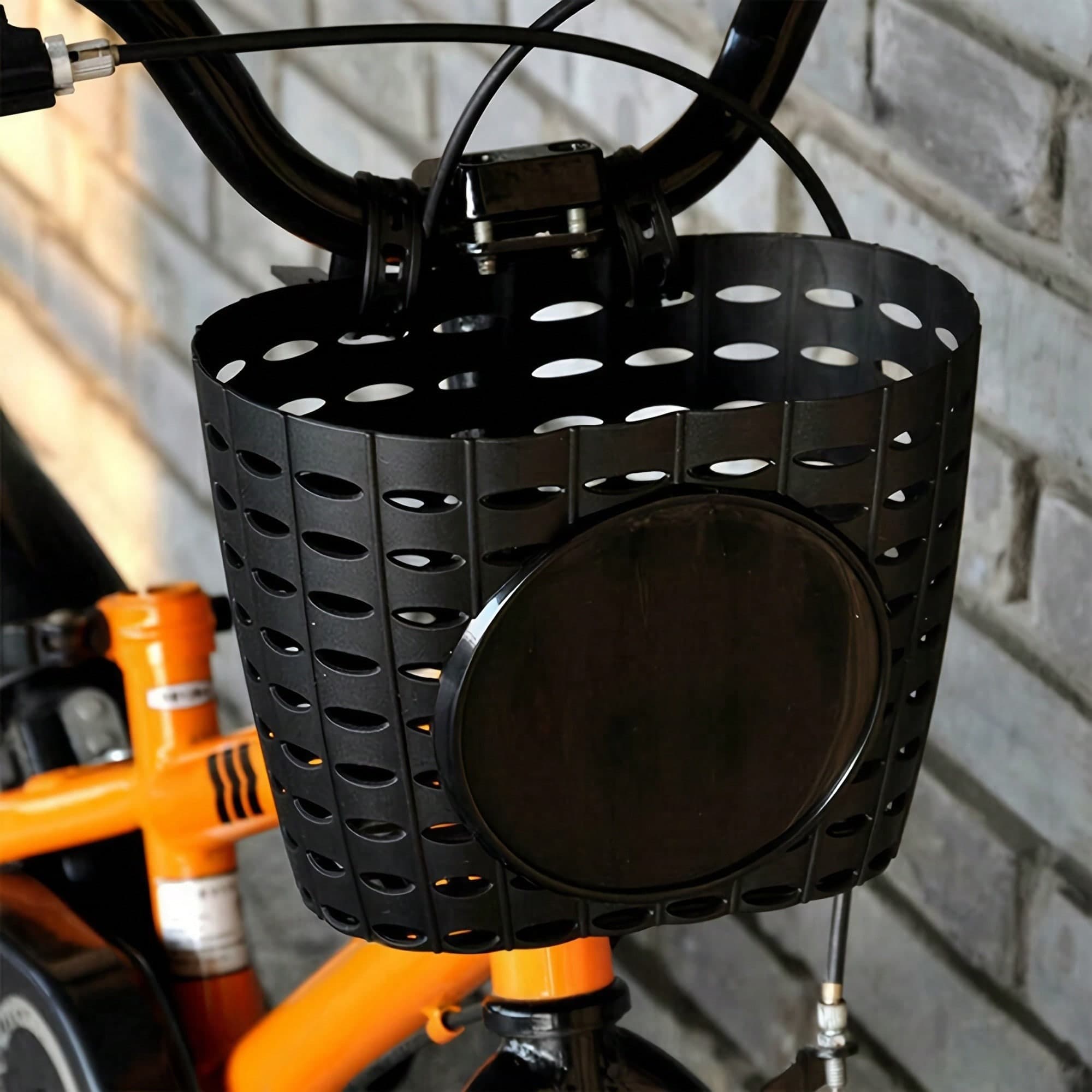 1 pezzo Cestino per bicicletta piccolo senza installazione, cestino anteriore per manubrio in plastica rinforzata, installazione facile, cavo e