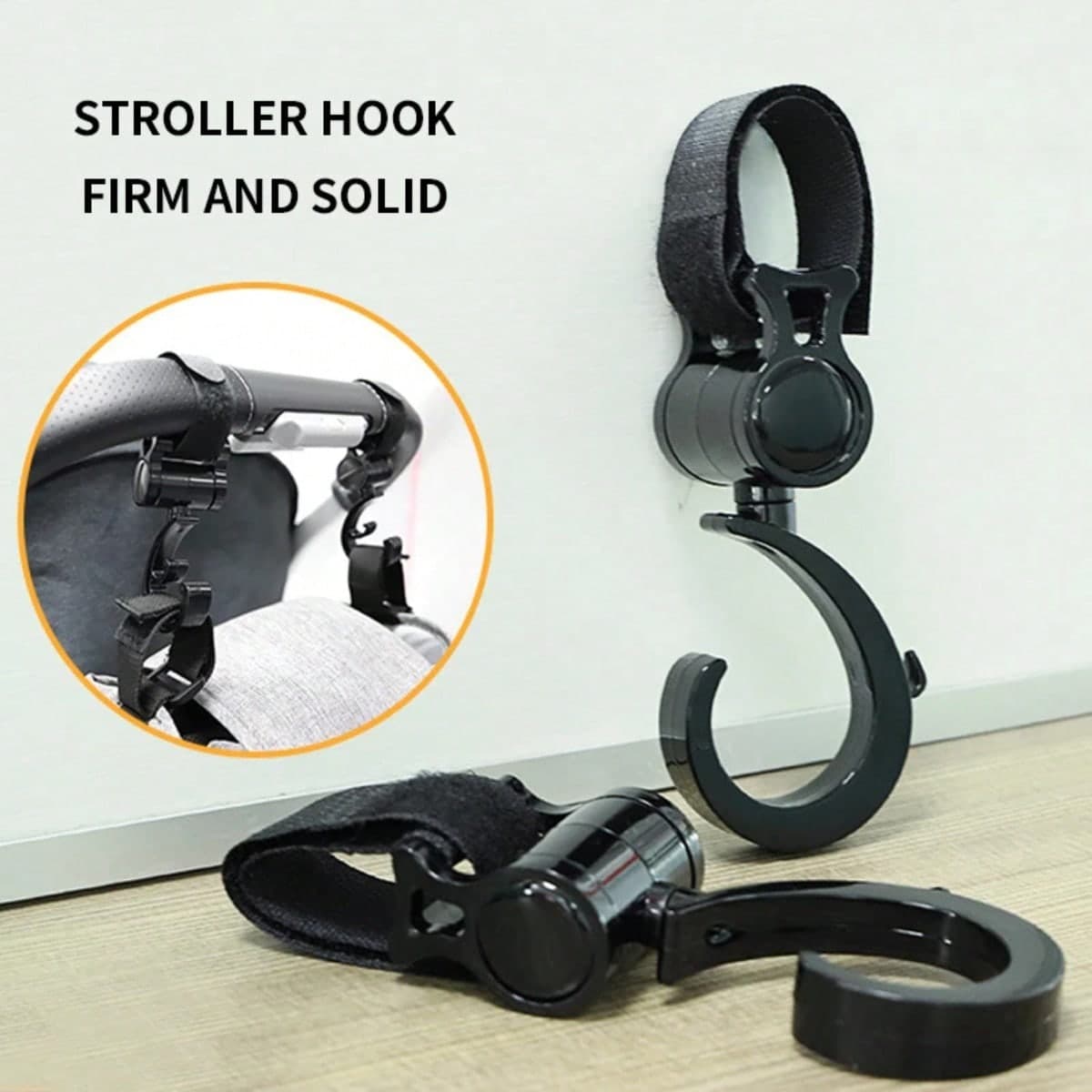 2 pezzi Accessori per passeggino a cartone con gancio grande, gancio per ombrello da passeggino, gancio per passeggino con chiusura a strappo