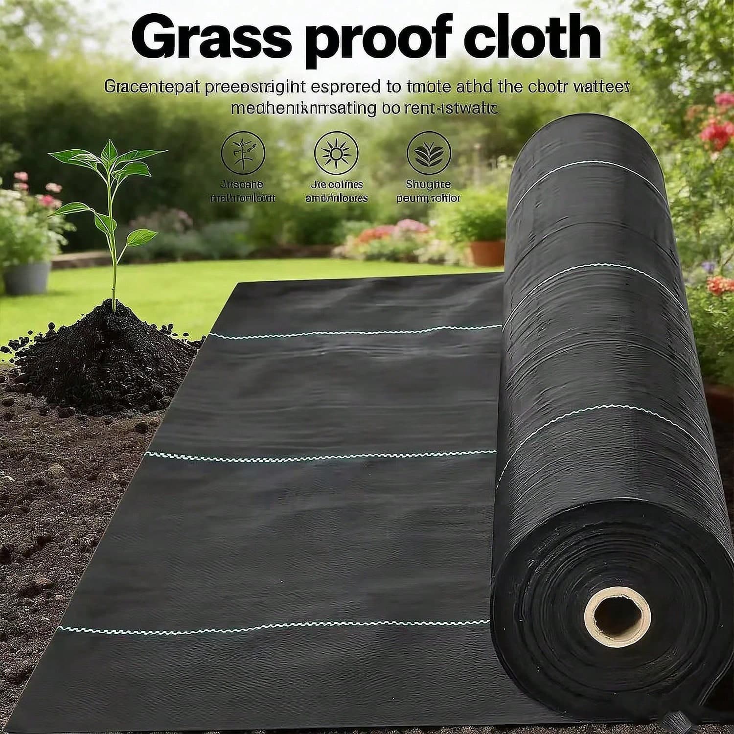 1 pezzo Tessuto traspirante anti-infiltrazione, Tessuto anti-infiltrazione resistente, Tappeto di controllo del paesaggio da giardino premium,