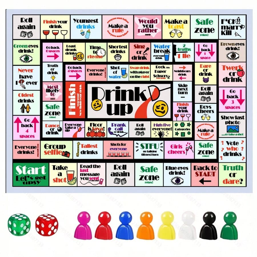 Gioco da tavolo per adulti con bevande, gioco interattivo e divertente per feste con bevande, adatto per serate di giochi, feste di compleanno, raduni