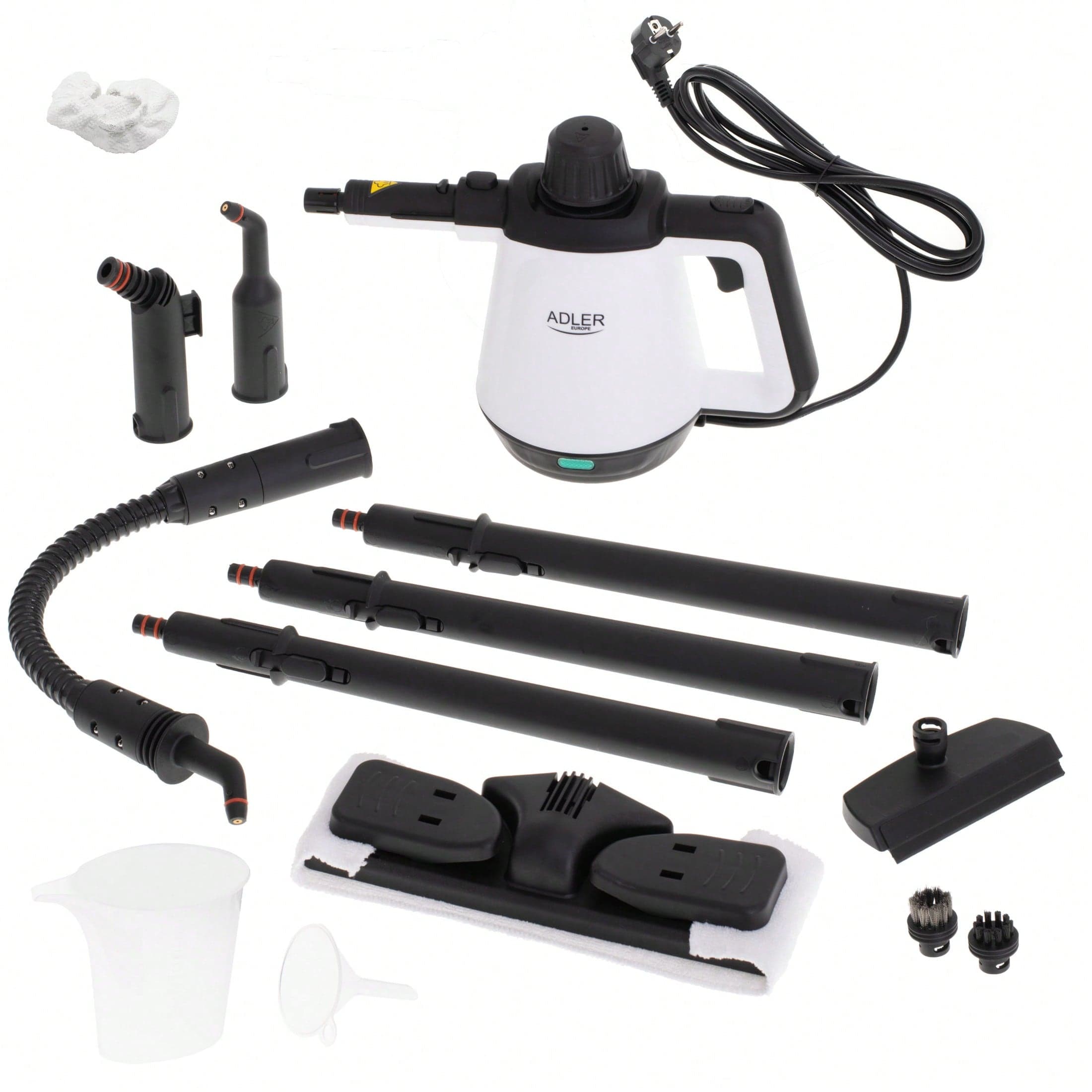 ADLER AD 7038 Pulitore a vapore da 2000 W, macchina per la pulizia a vapore portatile con 13 accessori, pressione di 3,5 bar, vapore fino a 120 °C,