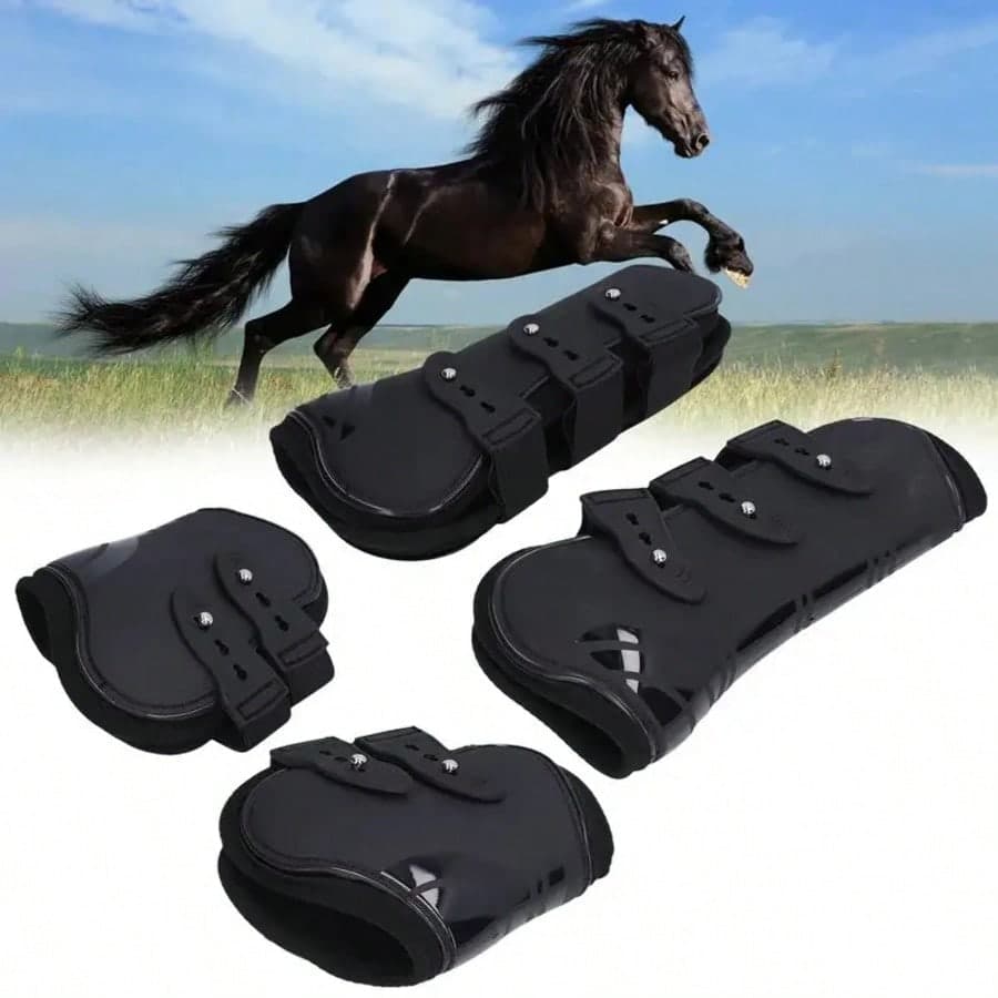 Protezioni per zampe di cavallo Quick-On, design con apertura ampia e alta elasticità, senza cinghie complicate, facili da indossare, materiale PU ad