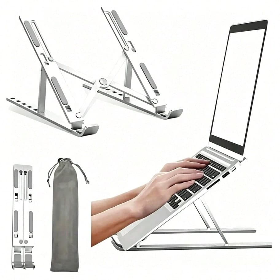 1 pezzo Supporto per laptop in lega di alluminio argento, supporto per laptop pieghevole regolabile in altezza da scrivania, supporto universale