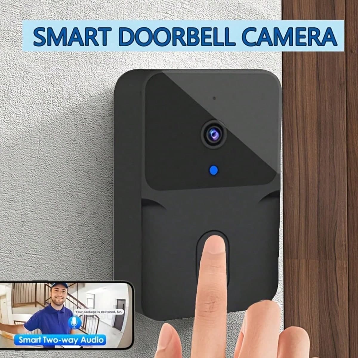 Campanello video senza fili, ricarica USB & alimentato a batteria, batteria integrata da 400mAh con lunga durata in standby, WiFi stabile a 2.4GHz,