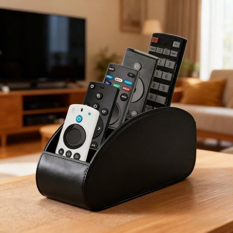 Scatola portaoggetti con scomparti per telecomandi, organizer da scrivania multifunzionale per telecomandi TV, cancelleria, occhiali, cosmetici e